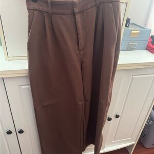 Abercrombie & Fitch Brown Women's Pleated Wide-Leg Trousers